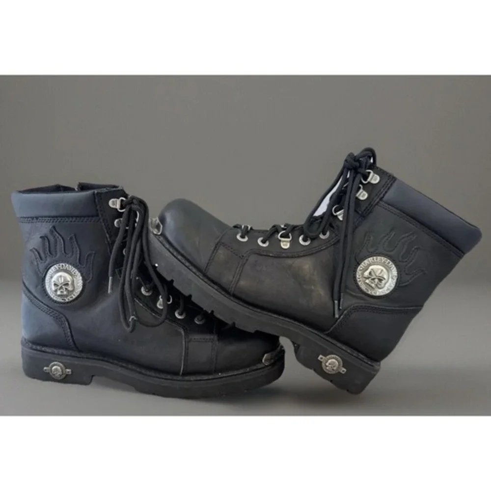 Harley Davidson Men's Diversion Casual Boot Steel Toe Black Leather Boot Size 10